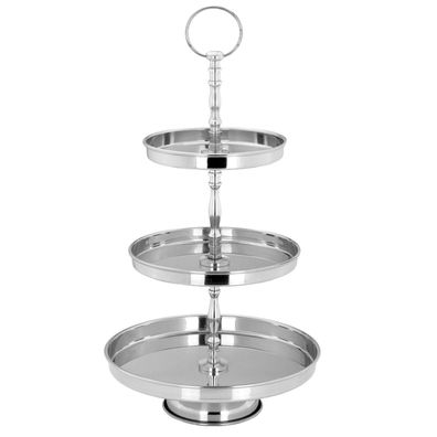 Etagere 48cm 3-stöckige Edelstahl Servieretagere Cake Stand Buffet Gebäcketagere