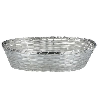 Brotkorb oval 30,5 x 21,5 cm geflochten versilbert Frühstückskorb Baguette Korb