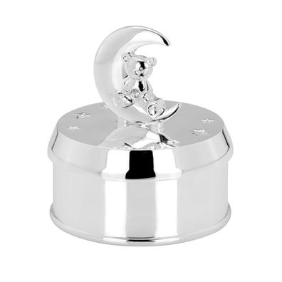 Spieluhr Teddy Ø 7,4 cm Guten Abend - Gute Nacht Melodie versilbert Musikdose