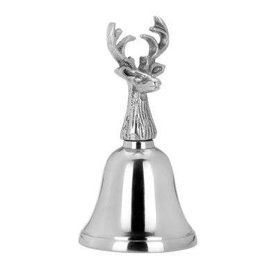 Tischglocke Hirsch 12,5x6,5 cm Aluminium Läuteglocke Silber Serviceglocke Glocke