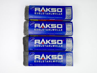 Edelstahlwolle RAKSO 150g Schleifwolle Polierwolle für Metalle, Holz alle Größen