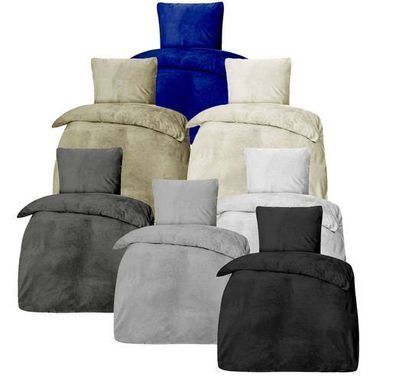 Bettwäsche Winter Plüsch Samt Touch Fleece Uni 155x220 80x80cm