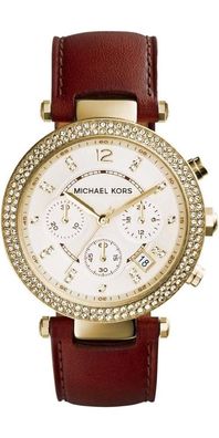 Michael Kors Parker Lady Damenuhr gold braun Lederarmband MK2249