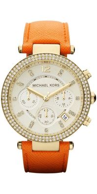 Michael Kors Parker Lady Damenuhr Chronograph gold orange MK2279