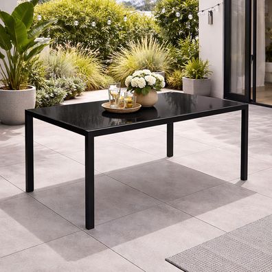 Gartentisch Esstisch Outdoor Tisch Glastisch Gartenmöbel 150x80 cm Black Line