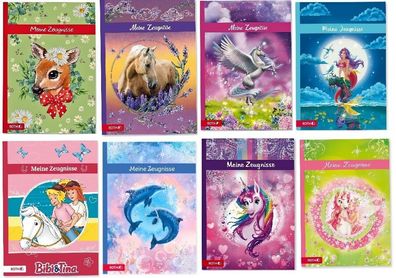 Roth Zeugnismappe Dokumentenmappe Schule Mädchen Einhorn Pferd..10 Sichthüllen