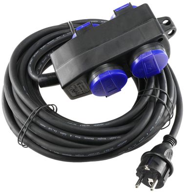 Werkstatt-Steckdose, 4-fach, 10m Kabel IP44, mit Aufhänger, H07RN-F 3G1,5mm²