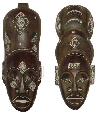 Wandmasken-set Africa WOMAN und MAN, Holz-Masken, Wandmaske, ca. 50 cm