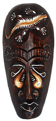 Maske bemalt 20 cm, Holz-Maske aus Bali, Wandmaske, Dekoration aus Afrika