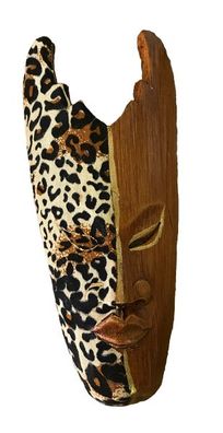Maske Batik bemalt 20 cm, Holz-Maske aus Bali, Wandmaske, Dekoration aus Afrika