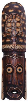 Wandmaske Semih 50 cm, Holz-Maske aus Bali mit Schildkröte, Maske