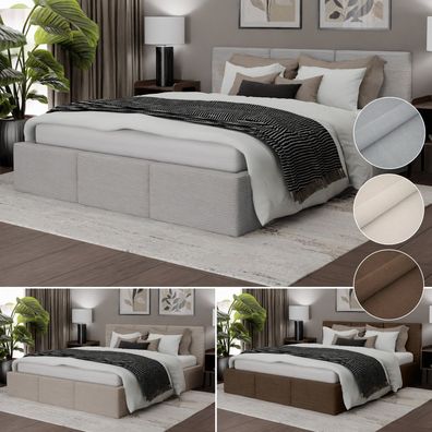 Muralo Polsterbett für Schlafzimmer Stoffbett Bett mit Container Doppelbett