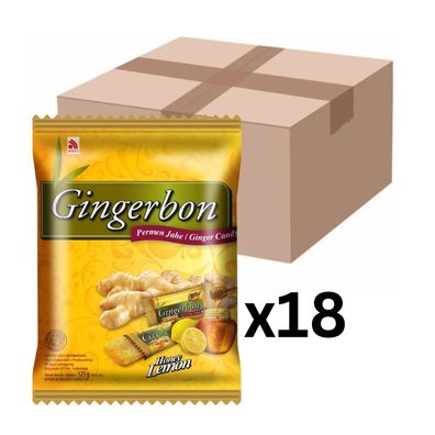 18er-Pack Gingerbon Kaubonbons Ingwer Honig Zitrone 125g