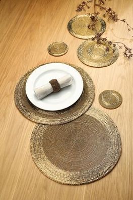 Gilde Glas Platzset Glasperlen gold cm cm cm Ø = 35 cm