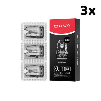 OXVA Xlim CL Cartridge / Leer-Pod, 0,6 Ohm, 3 Packungen je 3 Stück à 3ml Tank