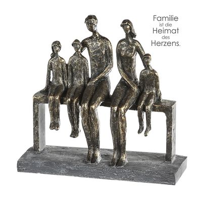 Casablanca Skulptur "We are family" Poly . bronzefarben Paar mit 3 Kindern auf