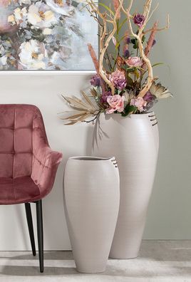 Gilde Vase "Coimbra" grau mit braunem Band, wasserdicht Europäische Herstellung