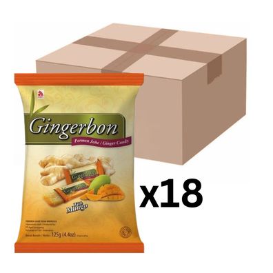 18er-Pack Gingerbon Kaubonbons Ingwer Mango 125g