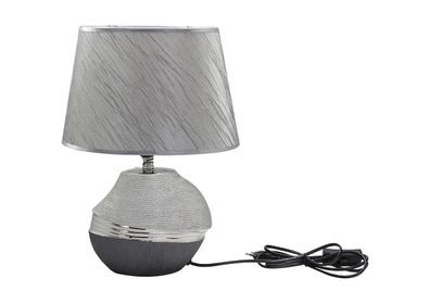 Gilde Lampe "Bridgetown" (Links) grau, silber, mit grauem Schirm Fassung E 27