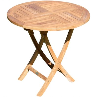 ECHT TEAK Gartentisch Klapptisch Holztisch Gartentisch Tisch rund 80cm JAV-COAMO