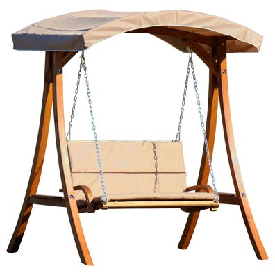 ALEOS. Hollywoodschaukel Gartenschaukel Schaukel aus Holz Lärche RIO braun