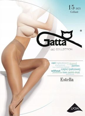 Gatta Estella Classic Strumpfhose 15 DEN - halbmatt, mit T-Bund, Flachnähten, Lycra
