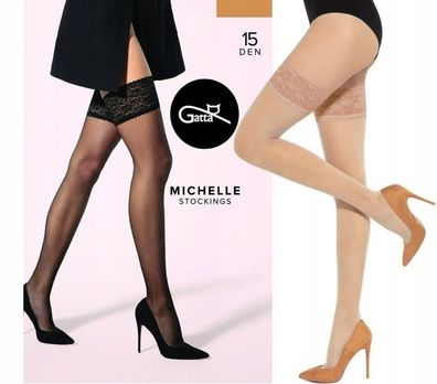 Gatta Michelle Strümpfe 15DEN selbsttragende Strümpfe Halterlose Nylons Visone, Beige