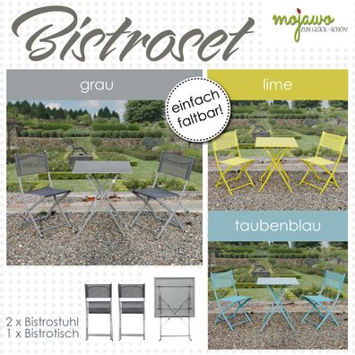3tlg Balkonmöbel Bistroset Outdoormöbel Garten klappbar 60x60x71cm Farbauswahl