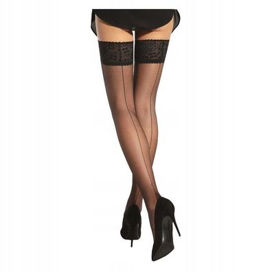 Gatta Matilde Strümpfe 15DEN selbsttragende Strümpfe Halterlose Nylons Schwarz