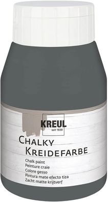 KREUL 75122 - Chalky Kreidefarbe, Volcanic Gray, 500 ml Kunststoffflasche, sanft - ma