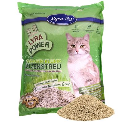 3 x 10 Liter Lyra Pet® Lyra Power Grasfaser Katzenstreu klumpend