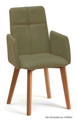 Armlehnstuhl (2er-Set) Dardana 52x92x60 Eiche geölt/Olivgrün