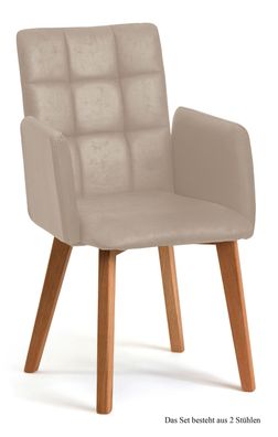 Armlehnstuhl (2er-Set) Dareia 52x91x60 Eiche geölt/Natur