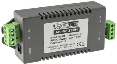 Bluetooth Receiver m. 4-Kanal Verstärker 4/8Ohm, 4x15W, 12V/4A, 3,5mm AUX-In