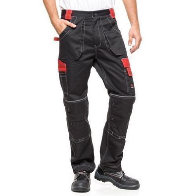 Hosen Herrenhosen Arbeitshosen Taillenumfang Größe ab 48 bis 58 Schwarz Rot
