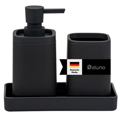 eluno Bad-Accessoires Set VALONA 3tlg. Soft-Touch aus Kunststoff in Schwarz
