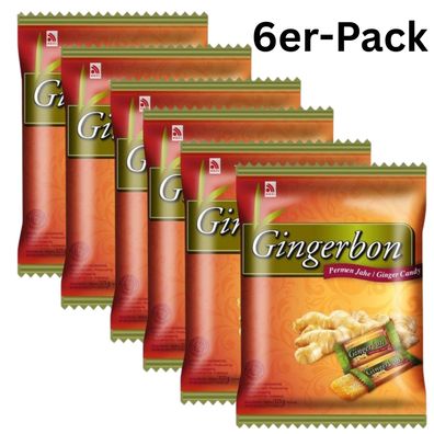 6er-Pack Gingerbon Kaubonbons Ingwer 125g