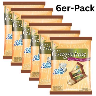 6er-Pack Gingerbon Ingwerbonbons Milchgeschmack (Jahe Susu) 100g