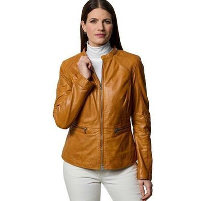 Jilani Collection - Damen Lederjacke Lammnappa cognac