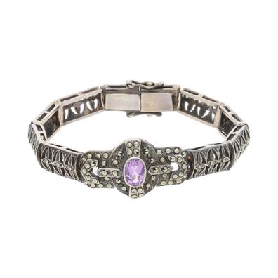 Armband Silber 835 Amethyst und Markasiten Second Hand 25321301 getragen