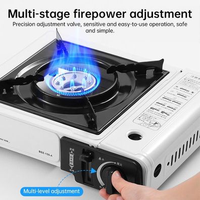 Tragbarer Gas-Campingkocher, 2,2 kW Outdoor-Kocher mit komplettem Set (Topfständer