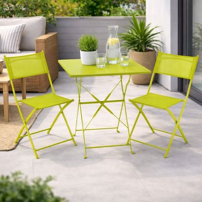 3tlg Balkonmöbel Set Bistroset Outdoormöbel Garten Limegrün klappbar 60x60x71cm
