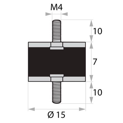 GP1-15-7-AG/AG-M4x10 Gummi-Metall-Puffer Gummipuffer Schwingungsdämpfer Silentblock