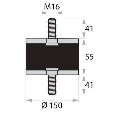 GP1-150-55-AG/AG-M16x41 Gummi-Metall-Puffer Gummipuffer Schwingungsdämpfer Silentbloc