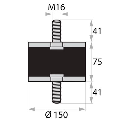 GP1-150-75-AG/AG-M16x41 Gummi-Metall-Puffer Gummipuffer Schwingungsdämpfer Silentbloc