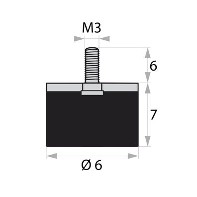 GP4-06-07-AG-M3 x 6 Gummi-Metall-Puffer Gummipuffer Schwingungsdämpfer Silentblock