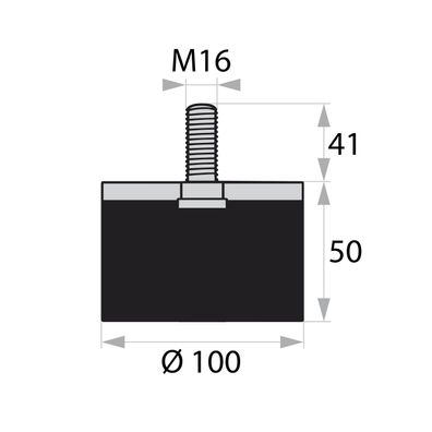 GP4-100-50-AG-M16 x 41 Gummi-Metall-Puffer Gummipuffer Schwingungsdämpfer Silentblock