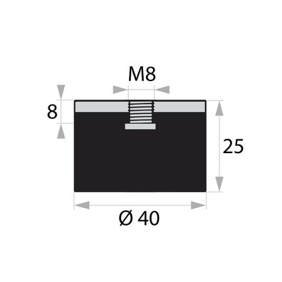SMI-GP5-40-25-IG-M8 Gummi-Metall-Puffer Gummipuffer Schwingungsdämpfer Silentblock