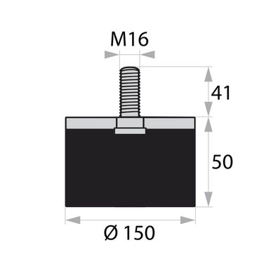 GP4-150-50-AG-M16 x 41 Gummi-Metall-Puffer Gummipuffer Schwingungsdämpfer Silentblock