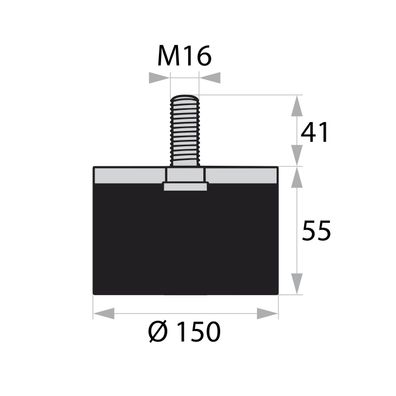 GP4-150-55-AG-M16 x 41 Gummi-Metall-Puffer Gummipuffer Schwingungsdämpfer Silentblock